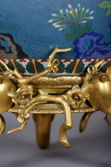 费迪南·巴贝戴安（F. Barbedienne）镀金青铜珐琅装饰盆-6